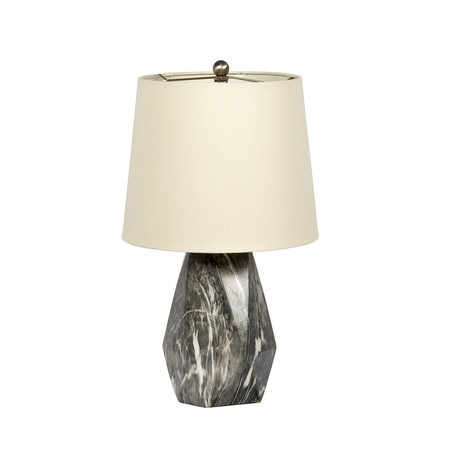 LITEX INDUSTRIES 20" Table Lamp, Marbled Black/Grey Ceramic Base and Oatmeal Shade BL26LTX